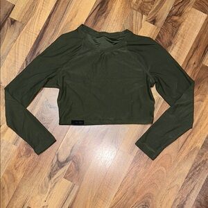 Alphalete Olive Green Long Sleeve Crop Top